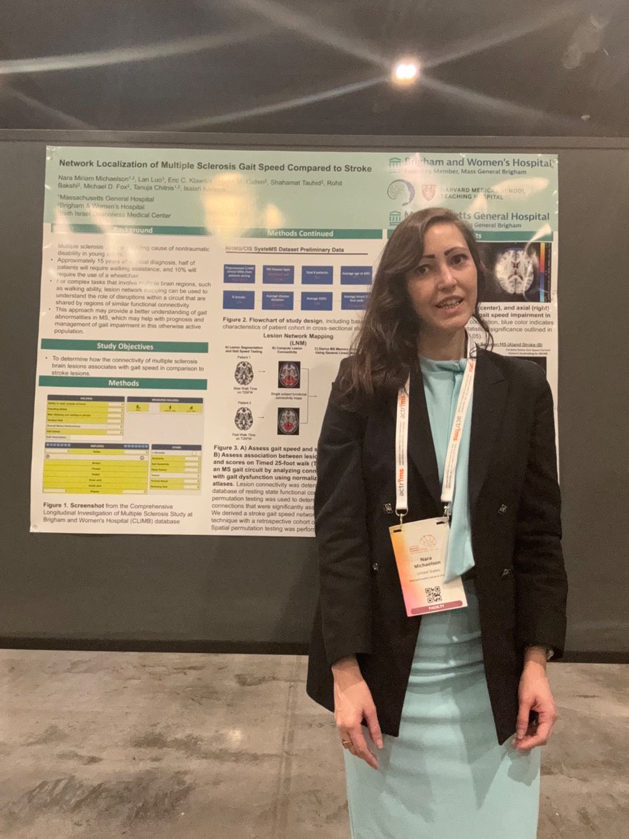 Dr. Nara Michaelson MD, MS (@narologist) on Twitter photo Excited to present my poster at ACTRIMS: “Network Localization of Multiple Sclerosis Gait Speed Compared to Stroke” 🧠☺️
➡️ Thanks to <a href="/IsaiahNeurology/">Isaiah Kletenik</a> and <a href="/foxmdphd/">Michael Fox</a> for the amazing mentorship! 🎉 Excited to present my poster at ACTRIMS: “Network Localization of Multiple Sclerosis Gait Speed Compared to Stroke” 🧠☺️
➡️ Thanks to <a href="/IsaiahNeurology/">Isaiah Kletenik</a> and <a href="/foxmdphd/">Michael Fox</a> for the amazing mentorship! 🎉