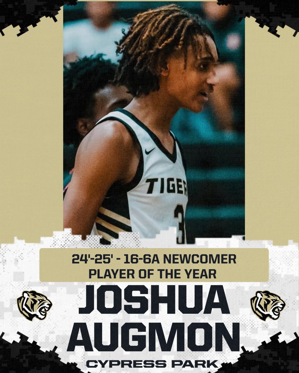 CyPark Tiger Hoops (@cyparkhoops) on Twitter photo Congrats to <a href="/JoshuaAugmon/">Joshua Augmon</a> for earning
16-6A Newcomer of the Year!
<a href="/CypressParkHS/">Cypress Park HS</a> <a href="/CyParkAthletics/">Cy Park Athletics</a> <a href="/CyParkABC2016/">CyPark ABC</a> <a href="/CFISDAthletics/">CFISDAthletics</a> Congrats to <a href="/JoshuaAugmon/">Joshua Augmon</a> for earning
16-6A Newcomer of the Year!
<a href="/CypressParkHS/">Cypress Park HS</a> <a href="/CyParkAthletics/">Cy Park Athletics</a> <a href="/CyParkABC2016/">CyPark ABC</a> <a href="/CFISDAthletics/">CFISDAthletics</a>