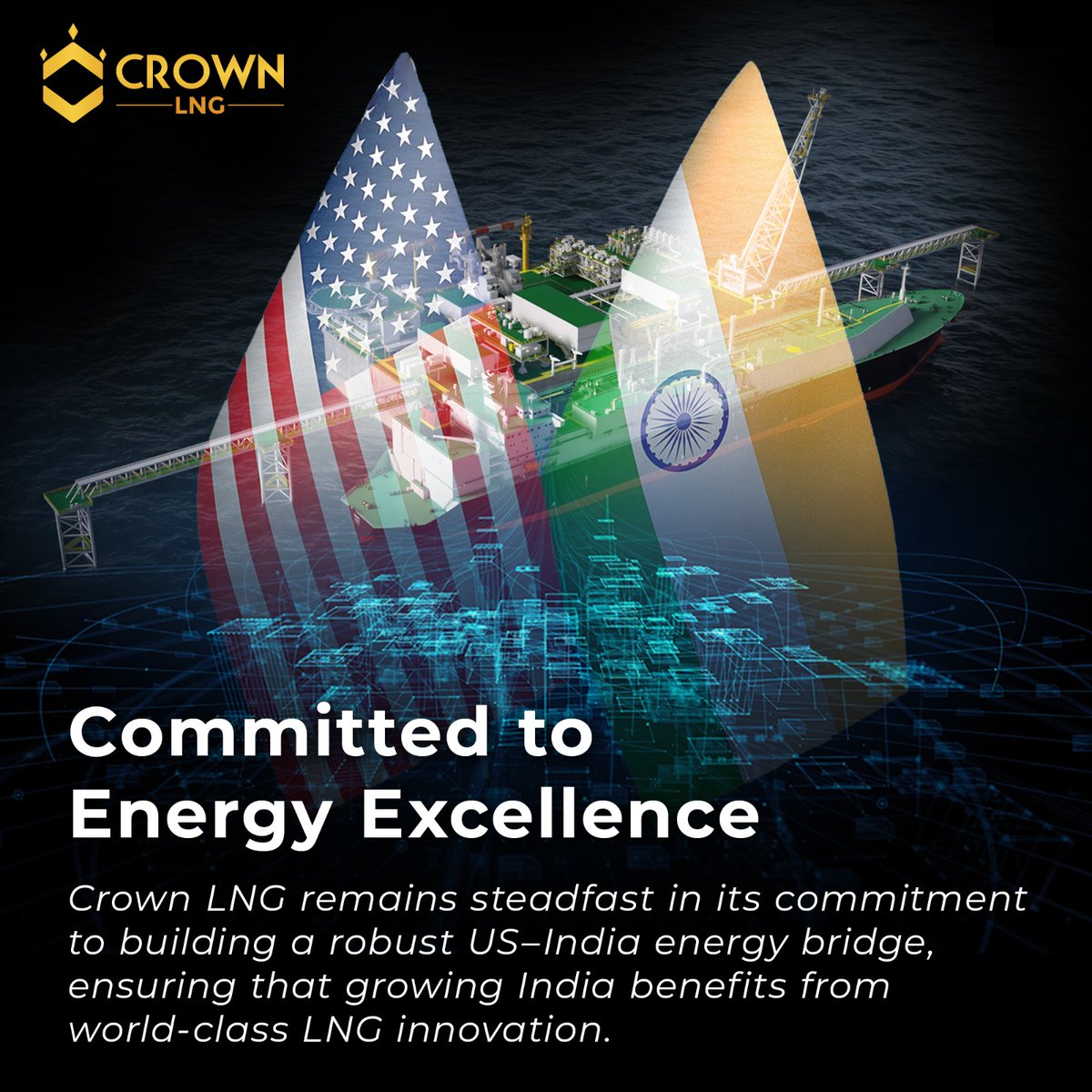 Crown_LNG's tweet photo. Crown LNG remains committed to building the US–India energy bridge, ensuring that growing India benefits from world-class LNG innovation and supply. #CrownLNG #IndiaEnergyWeek2025 #FutureofLNG #EnergySecurityIndia #USIndiaEnergyBridge #USindiaLNG https://t.co/YUIeA1BzSF