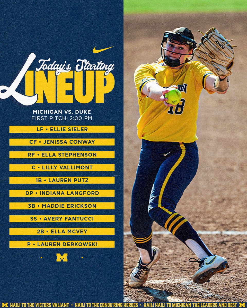 umichsoftball's tweet photo. #GAME14 Starting Lineup.
Live Video >> https://t.co/BgVEbeRgVy
Live Stats >> https://t.co/e0llRMJWjG https://t.co/F6v4rhF2hG