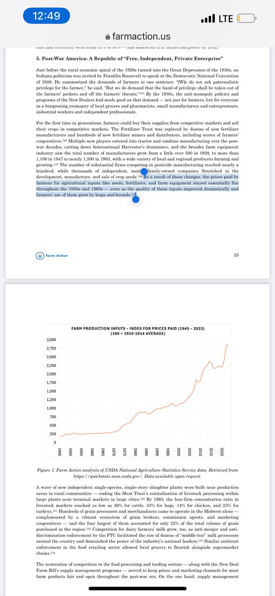 musharbash_b's tweet image. These trends of unsustainable crop prices and farm input costs that automatically go up and down with crop prices so you can never make any money —they’re presented to farmers as just facts of life, when they’re absolutely not. Life wasn’t like this until we stopped enforcing the…