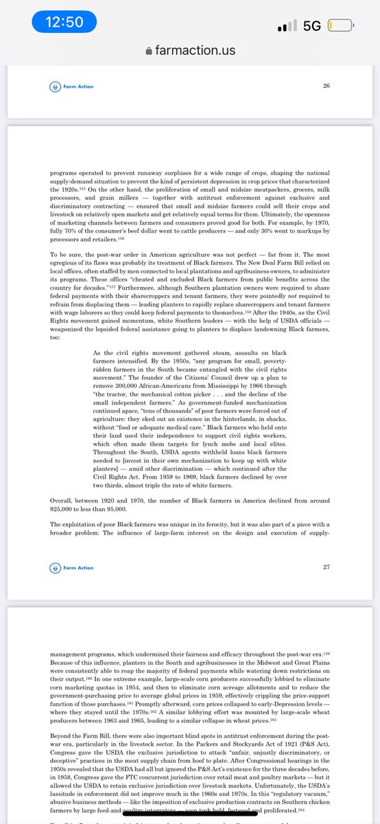 musharbash_b's tweet image. These trends of unsustainable crop prices and farm input costs that automatically go up and down with crop prices so you can never make any money —they’re presented to farmers as just facts of life, when they’re absolutely not. Life wasn’t like this until we stopped enforcing the…