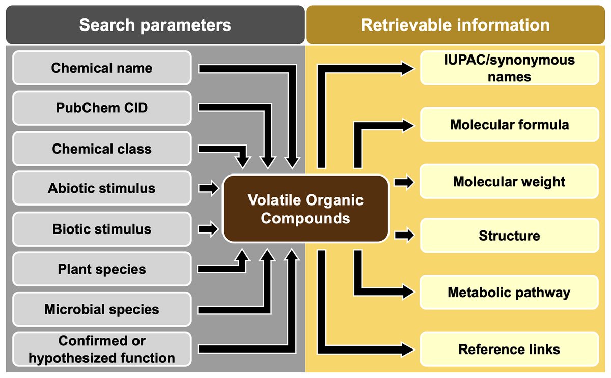 Shao et al. built the Plant-Associated VOC Database to facilitate research on VOCs released by plants and plant-associated microbes. This platform presents the physicochemical characteristics, biosynthetic pathways, and more. <a href="/jkellogg916/">Kellogg Research Group</a> <a href="/PSU_PlantEpidem/">Paul Esker</a> doi.org/10.1094/PHYTOF…