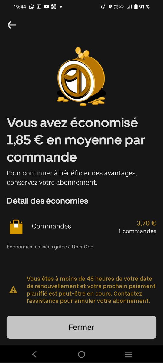 OliM06's tweet photo. Quand on veut arrêter UberOne, bizarrement on peut pas. #uberone @UberFR #bug #manipulationclient https://t.co/zJDBUppUTx