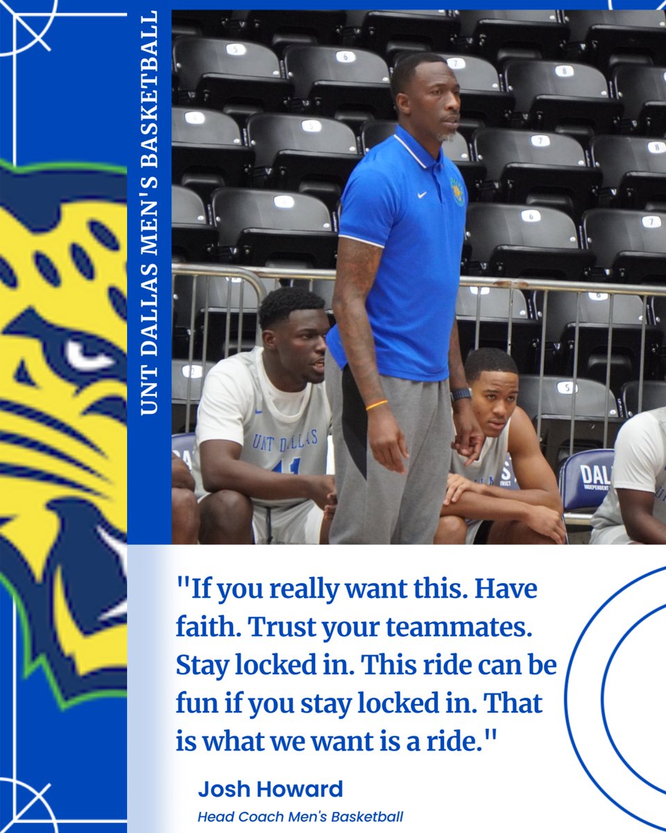 UNTDAthletics's tweet photo. Former NBA All-Star spoke to his players after Monday's tournament-clinching win! #UNiTeD #SACTournament #Blazeyourtrail https://t.co/OMFuz2Fz8t