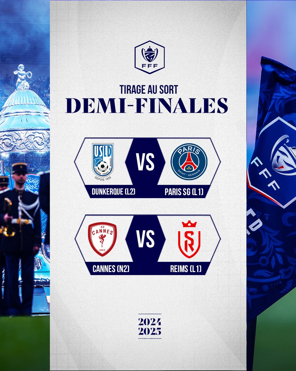 coupedefranceCA's tweet image. Pour une place en finale de la #CoupeDeFrance 🔥

Voici le tirage au sort des demi-finales 👀⬇️