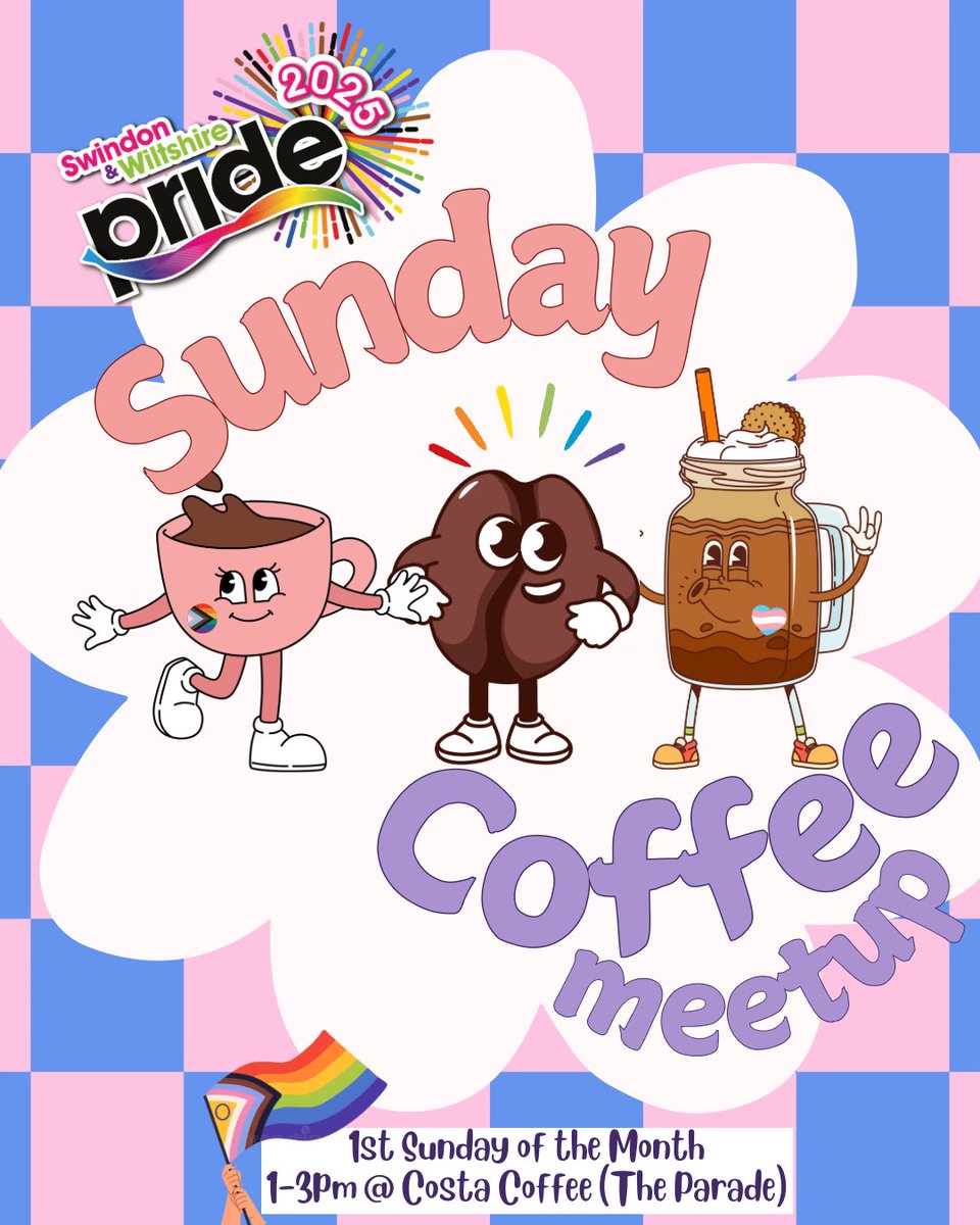 What are you doing this Sunday?

Want to meet with other queer people and chat over a coffee, hot or cold? We are super excited to have our coffee meet ups launch THIS Sunday and every first Sunday of the month at Costa Coffee (The Parade) in Swindon!!

See you there?