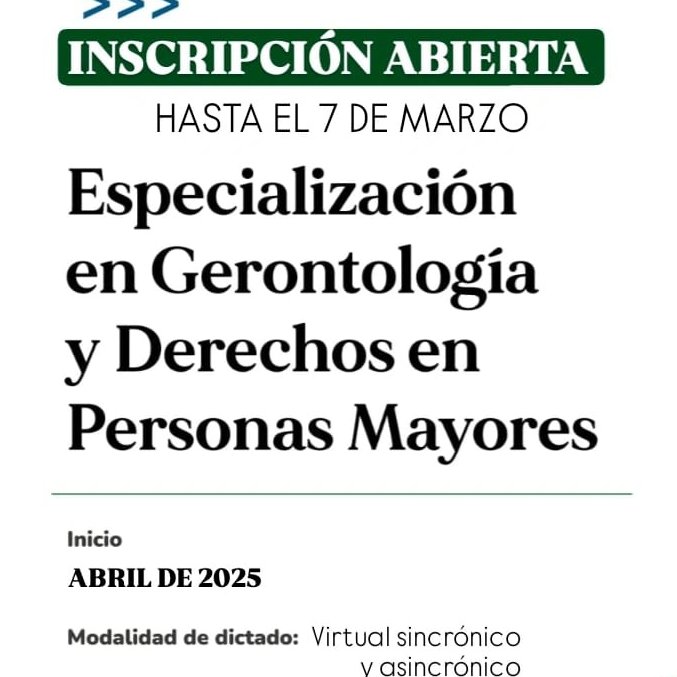 #Difundimos 📢🇦🇷 Inscripciones abiertas | "Especialización en #Gerontología y #Derechos en #PersonasMayores", virtual sincrónica y asincrónica, de la Facultad de Ciencias de la Vida y la Salud de la <a href="/uadercomunidad/">UADER</a>. 

➕info en nuestra web ⬇️

🔗acortar.link/dmi1z4 ↗️