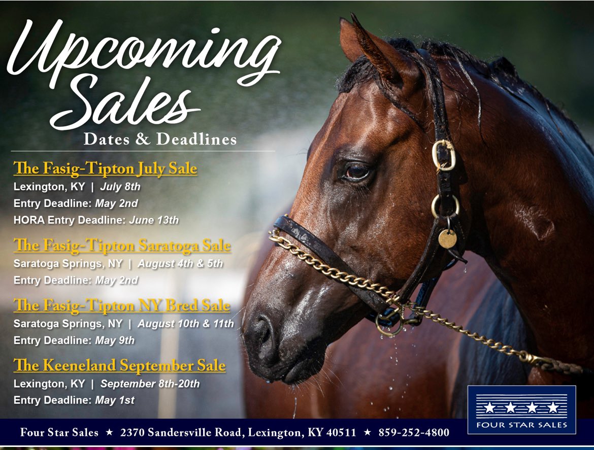 🗓️Time to mark your calendars!
📞Reach out to our office &amp; bloodstock team if you want to get your yearlings on their inspection schedule!