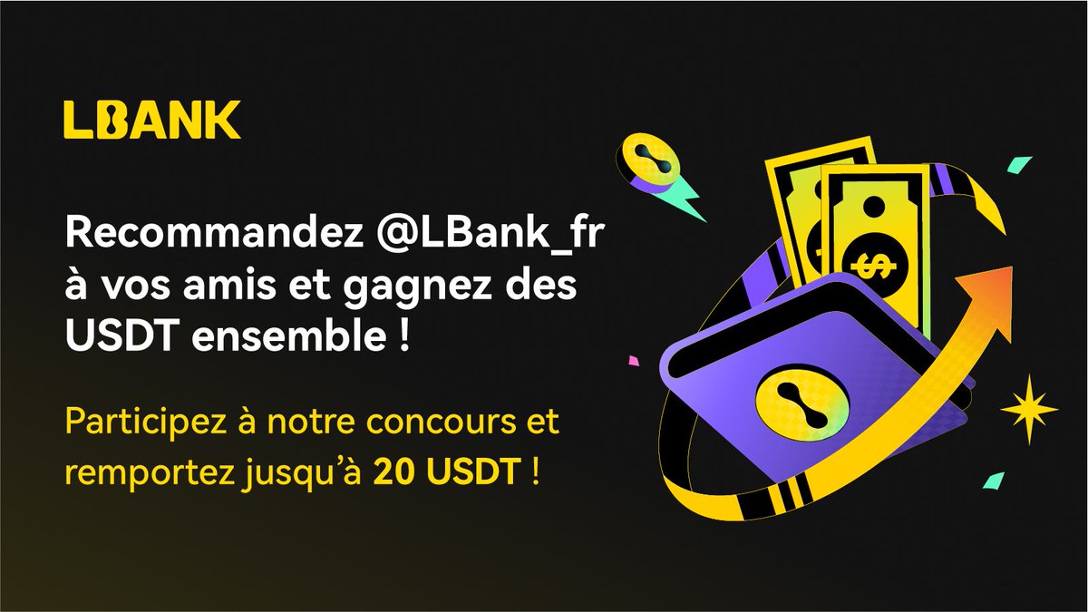 LBank_Fr's tweet photo. 🚀 Invitez vos amis à suivre @LBank_Fr et remportez des USDT ensemble !

🎯 Récompenses :

🏆 Classement des gagnants :
🥇 1ère place : 20 USDT
🥈 2ème place : 15 USDT
🥉 3ème place : 10 USDT
🏅 4ème & 5ème place : 5 USDT chacun

🎁 Bonus exclusif : 5 participants tirés au sort remporteront 5 USDT chacun !

🔥 Comment participer ?

1️⃣ Invitez vos amis et demandez-leur de commenter sous ce tweet 👥️ : “Invité par @votrepseudo"
2️⃣ Taguez uniquement vos amis qui nous ont suivis grâce à ce concours 
3️⃣ Suivez @LBank_Fr, likez & retweetez ce post❤️🔄

📌 Exemple :
Si votre pseudo est @Cryptofr, vos amis doivent écrire :
“Invité par @Cryptofr”

Important ⚠️
✅️ Plus vous invitez, plus vous augmentez vos chances de remporter une part de la cagnotte. 
✅️ Demandez à vos amis d'aimer votre commentaire et de le retweeter

⏰️ Participation ouverte pendant seulement 72H !

🏁 Rejoignez l’aventure maintenant !
#LBank #USDT #ConcoursCrypto #Airdrop #CryptoGiveaway #GagnezDesUSDT #CryptoRewards #LBankFrance #InviteEtGagne #CryptoCommunity