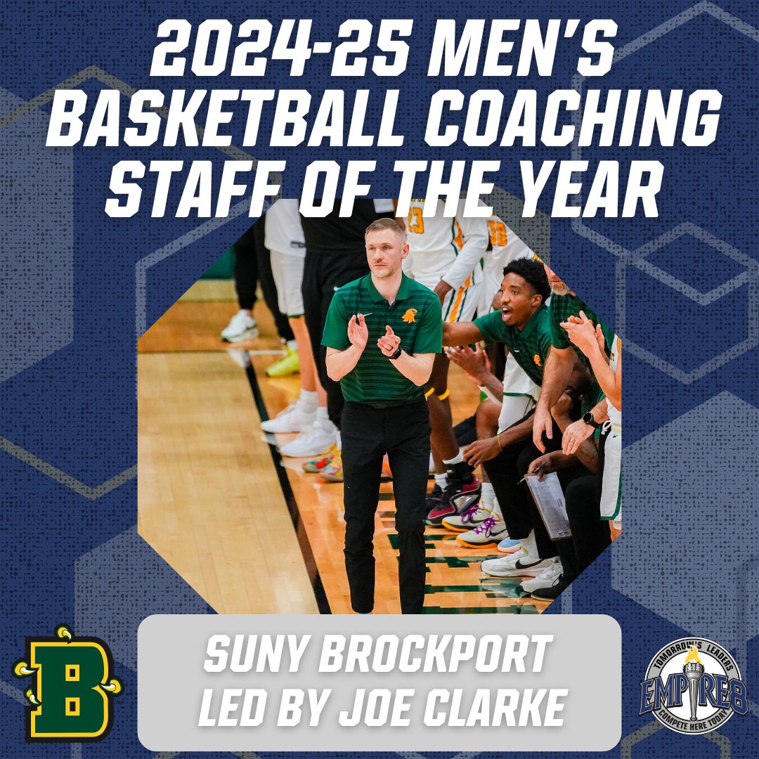 Empire 8 (@empire8) on Twitter photo Congrats to our second round of #E8 Men's Basketball Award Winners!
Rookie of the Year Merritt Holly
<a href="/NazAthletics/">Nazareth Athletics</a>
Coaching Staff of the Year <a href="/BportAthletics/">Brockport Athletics</a> led by Joe Clarke
#E8Proud #LeadersCompeteHere #WhyD3 Congrats to our second round of #E8 Men's Basketball Award Winners!
Rookie of the Year Merritt Holly
<a href="/NazAthletics/">Nazareth Athletics</a>
Coaching Staff of the Year <a href="/BportAthletics/">Brockport Athletics</a> led by Joe Clarke
#E8Proud #LeadersCompeteHere #WhyD3