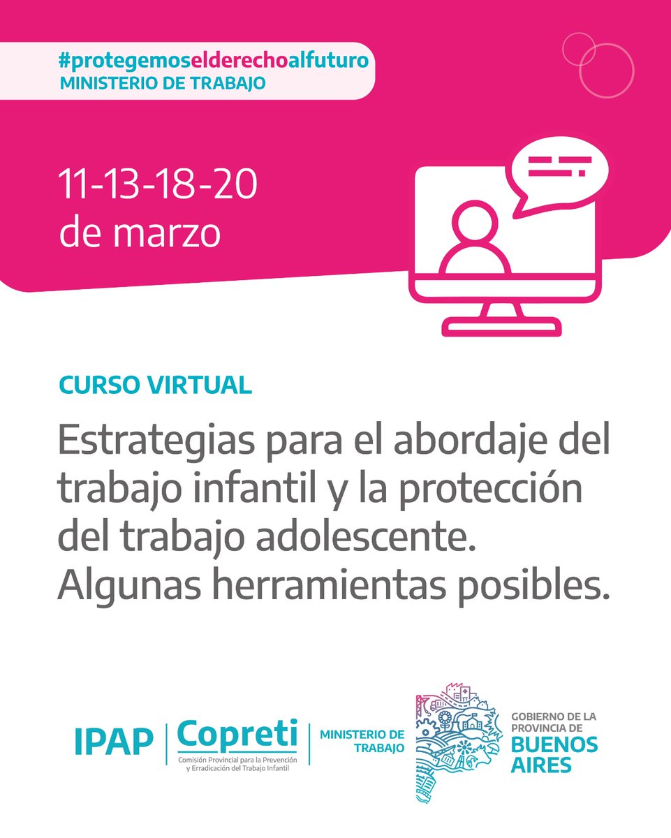 COPRETIpba's tweet photo. 👉El mismo tendrá lugar los días 11-13-18-20 de Marzo y deberás inscribirte previamente en el link que encontrás en nuestra bio. https://t.co/BCy5cVK2jL