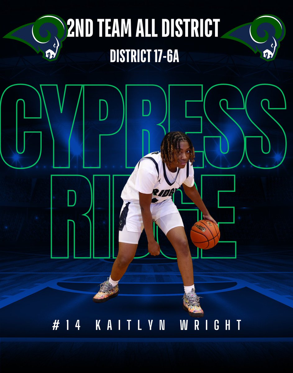 Congratulations to sophomore combo guard, Kaitlyn Wright, for her district 17-6A 2nd team honors for the 2024-2025 season! As a sophomore, this is only the beginning! Keep up the great work Kaitlyn! 

#RamPride #WreakHavoc