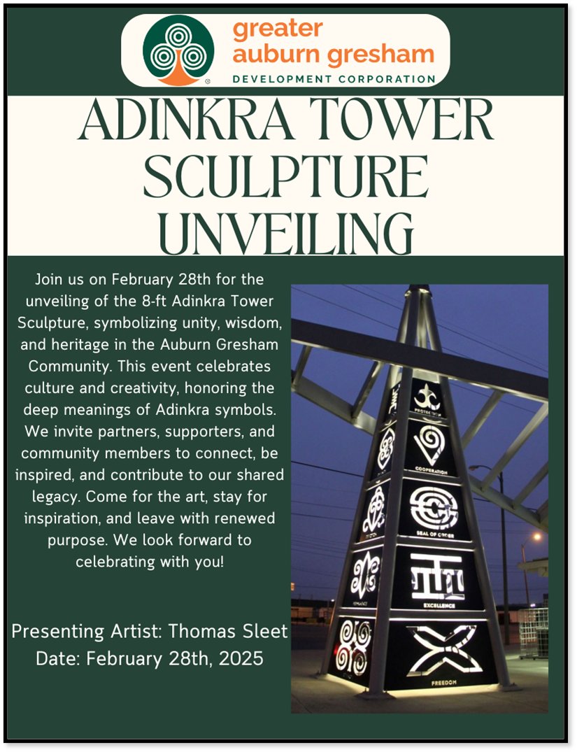 Check out 'Adinkra Tower Sculpture Unveiling' by Greater Auburn Gresham Development Corporation secure.givelively.org/event/greater-…