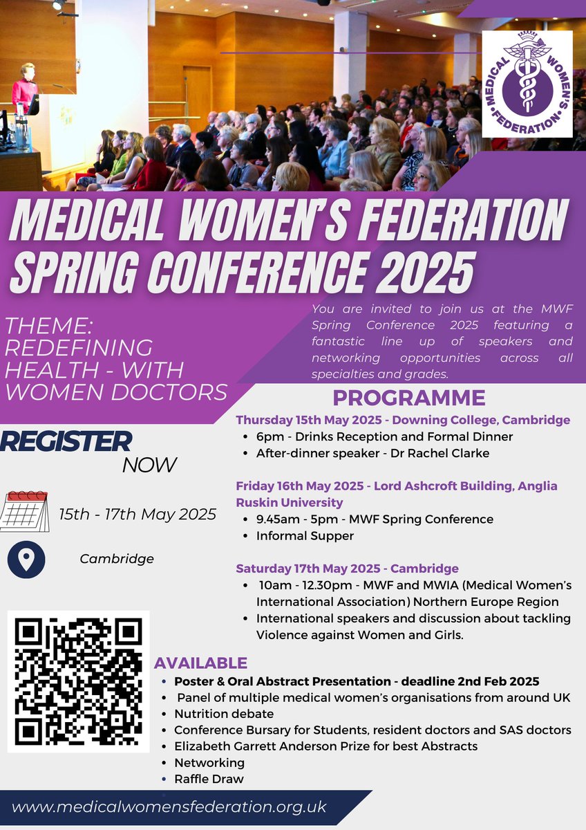 I am on the panel at the Medical Women’s Federation conference in Cambridge 15th-17th May 2025. Please come to lovely East Anglia! You can book to attend at: medicalwomensfederation.org.uk/news-events/co…
<a href="/medicalwomenuk/">MWF</a>      <a href="/medicalwomenuk/">MWF</a>.bsky.social