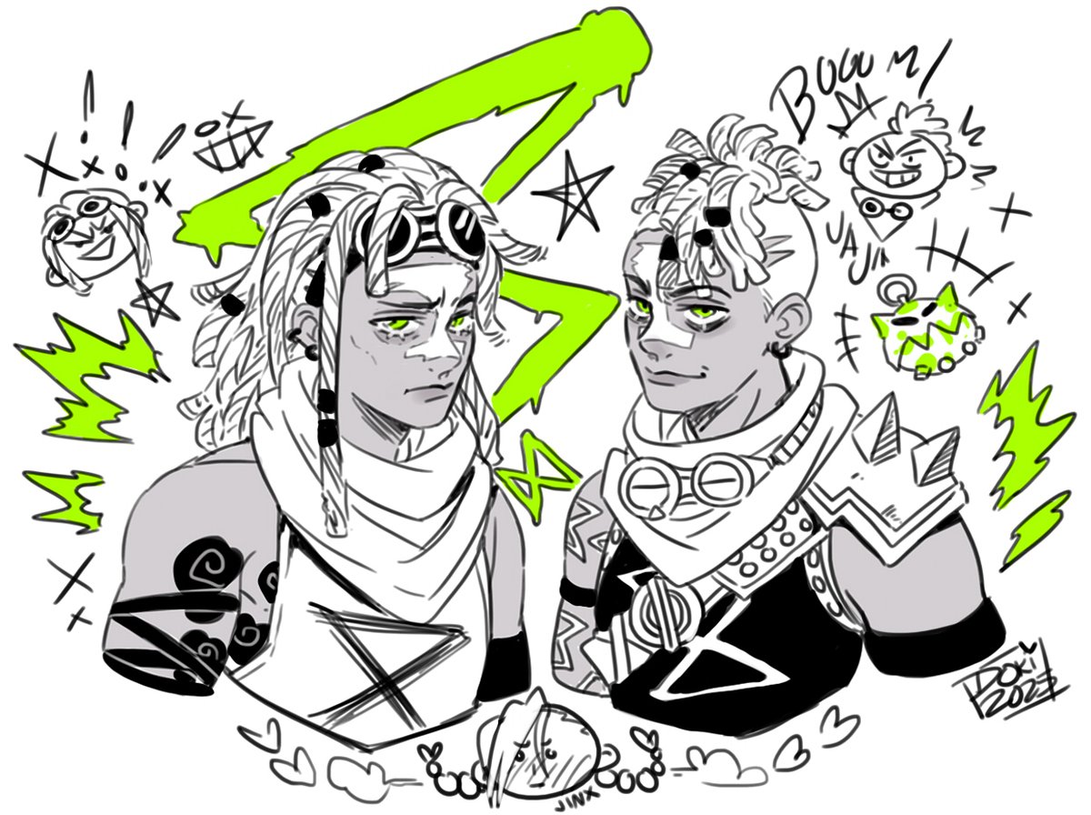 My shaylas! 😤🥵 Two versions of ekko (reverse AU)💚 I liked the