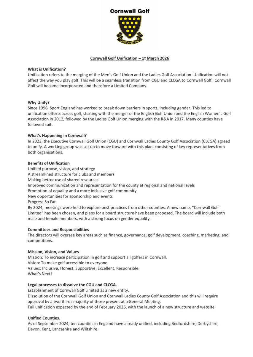 A message from <a href="/cgucornwall/">Cornwall Golf Union</a> on the upcoming unification. 

🎯⛳️