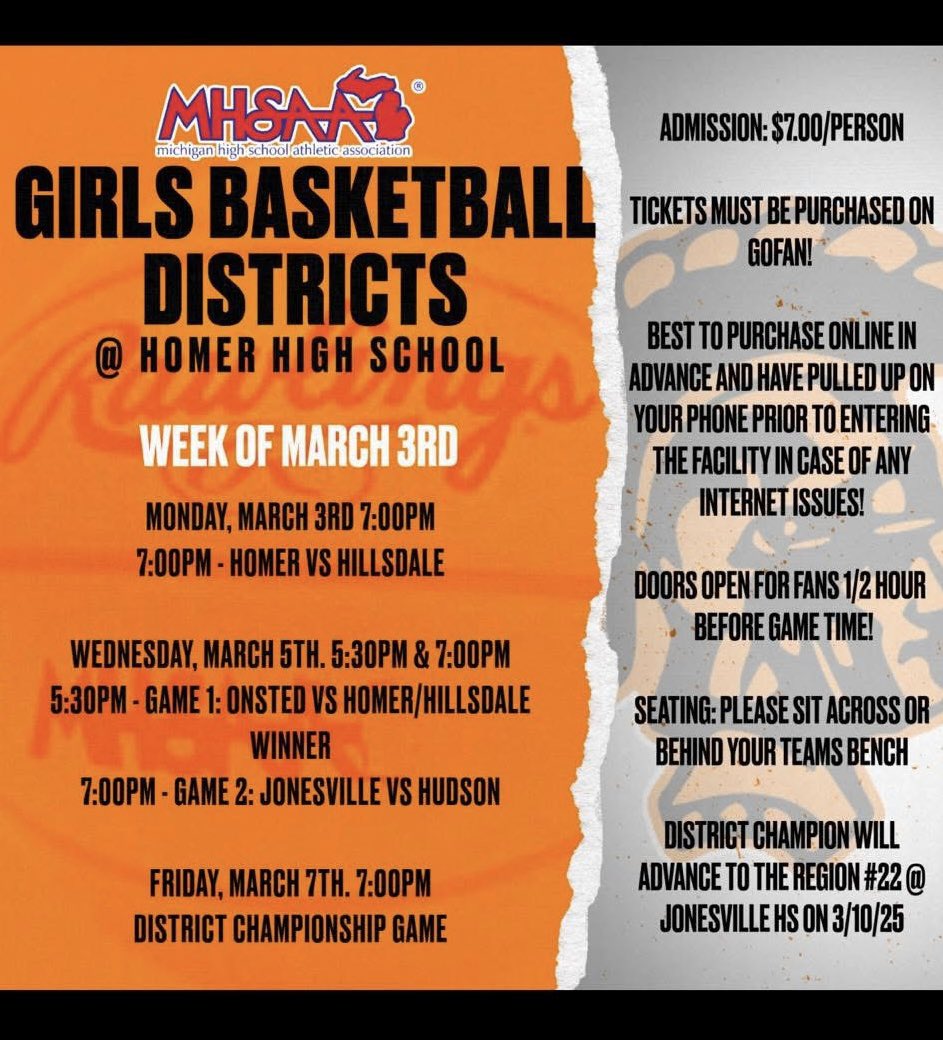 Official posting for next weeks districts!