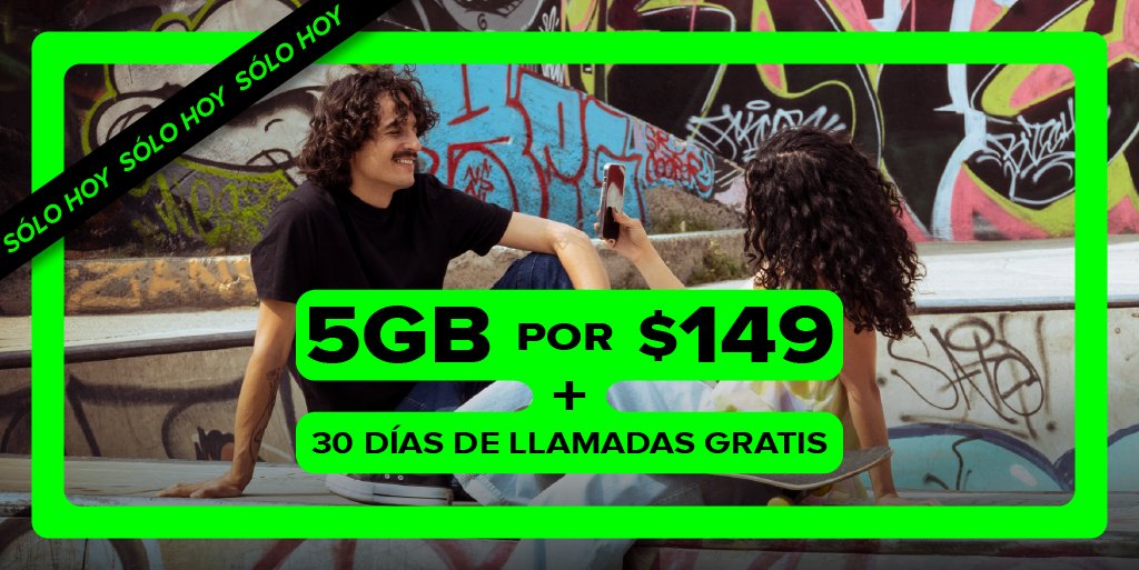 weexmx's tweet photo. 🔥Termina FEBRERO con esta SUPER PROMO💚
🚀Haz tu recarga de $149 y llévate‼️30 DÍAS DE LLAMADAS GRATIS con tu recarga‼️
🌟Compra los 5GB desde tu app Weex
+Info en: https://t.co/DO5f8oEgtC
#Weex #TelefoniaMX #Prepago #Promocion #PromocionPrepago #LlamadasGratis #MegasGratis https://t.co/MVrngEMIee