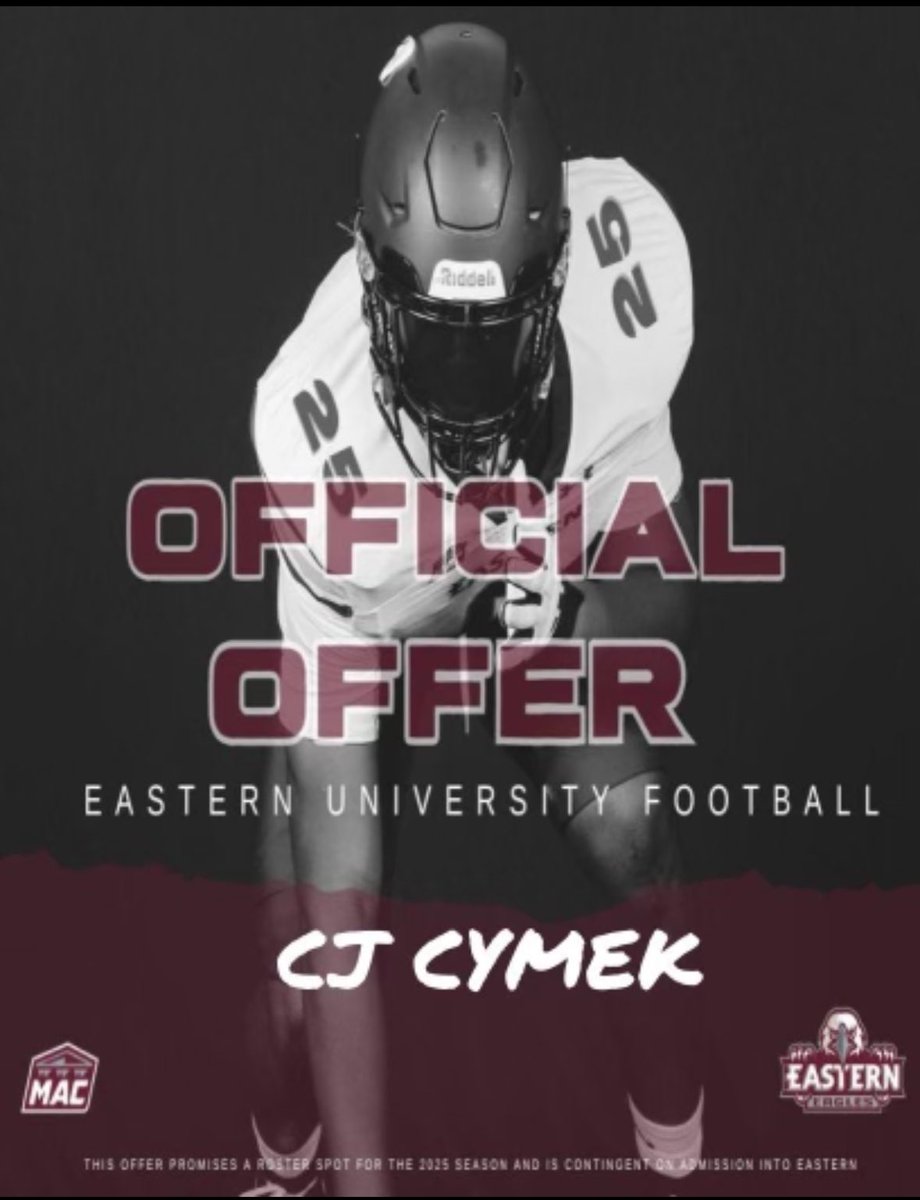 CJ Cymek (@cjcymek_0728) on Twitter photo Received my 2nd offer from <a href="/EUEaglesFB/">Eastern University Football</a>. Thank you <a href="/Coach_Crock/">Billy Crocker</a>
<a href="/BAHS_Football/">Bel Air High School Football</a> <a href="/BAHSMeixsell/">Coach Meixsell</a> <a href="/BAHSCoachSiegel/">Coach Siegel</a> <a href="/BACoachPickett/">Julian Pickett</a> <a href="/BAHSBenfield/">Coach Benfield</a> Received my 2nd offer from <a href="/EUEaglesFB/">Eastern University Football</a>. Thank you <a href="/Coach_Crock/">Billy Crocker</a>
<a href="/BAHS_Football/">Bel Air High School Football</a> <a href="/BAHSMeixsell/">Coach Meixsell</a> <a href="/BAHSCoachSiegel/">Coach Siegel</a> <a href="/BACoachPickett/">Julian Pickett</a> <a href="/BAHSBenfield/">Coach Benfield</a>