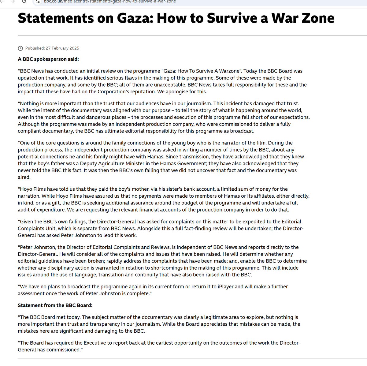 mishtal's tweet image. Breaking.

BBC accepts serious failings in the Gaza Hamas documentary. It has been pulled and will not be aired. The BBC takes full responsibility.

Those 500 media people who wanted it to be kept up sure look stupid now.

We see you. We will remember your names!