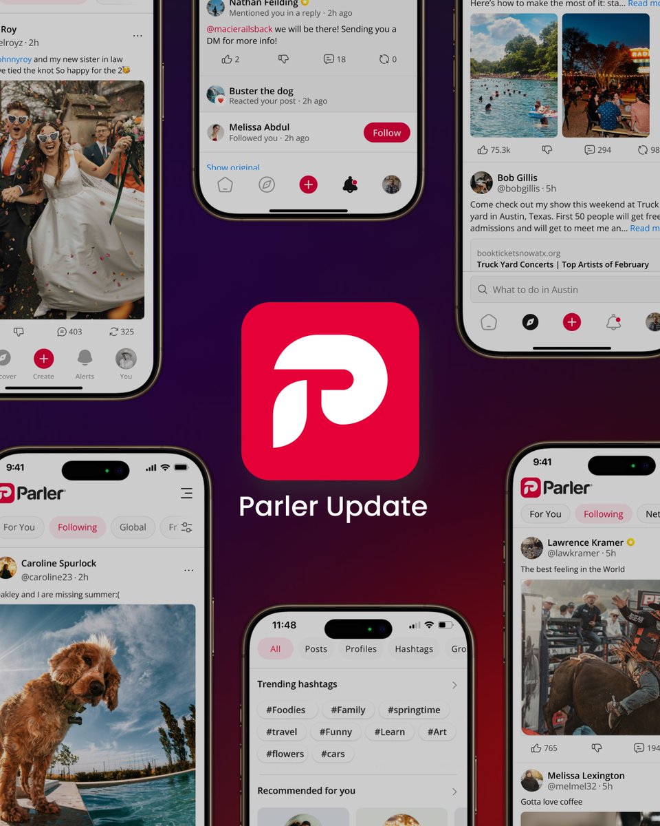 parler_social's tweet photo. A new look, a better experience.  Parler’s UI update is coming soon—get ready for a smoother, more intuitive way to connect. Stay tuned for all the new features! 👀 #ParlerUpdate #ComingSoon https://t.co/H1qZJjO23x