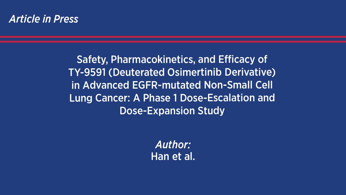 JTO & JTO CRR (@jtoonline) on Twitter photo TY-9591, a deuterated osimertinib derivative, demonstrated a favorable safety profile & substantial efficacy in treating EGFR-mutated #NSCLC, especially in patients w/L858R mutations in this Phase 1 dose-escalation & dose-expansion study. Learn More: bit.ly/4i4Ml62 #LCSM TY-9591, a deuterated osimertinib derivative, demonstrated a favorable safety profile & substantial efficacy in treating EGFR-mutated #NSCLC, especially in patients w/L858R mutations in this Phase 1 dose-escalation & dose-expansion study. Learn More: bit.ly/4i4Ml62 #LCSM