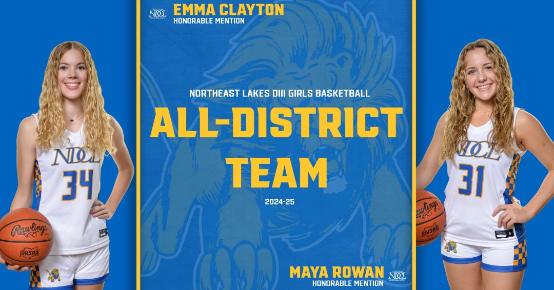 Congratulations to Emma Clayton and Maya Rowan on their Northeast Lakes all-district team selections! Both Clayton and Rowan received honorable mention all-district for their play this season. To read the story, visit ndclathletics.org.

#WeAreNDCL