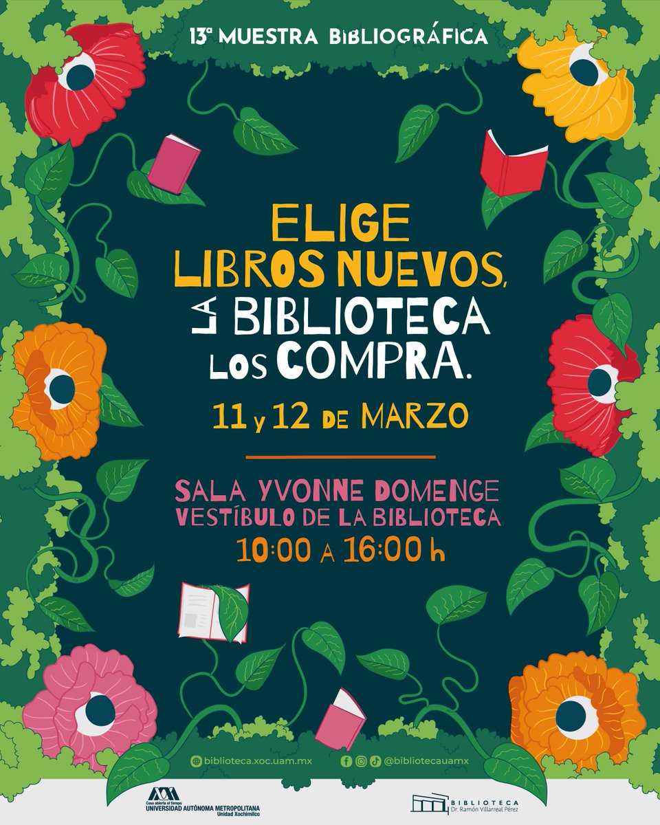 📷📷 Estudios revelan que si asistes a la 13° Muestra Bibliográfica, automáticamente pasas con MB. 
Cuéntanos, ¿qué te gustaría ver en esta edición?

#MuestraBibliográfica #LibrosNuevos #BibliotecaUAMX #VenYElige #NovedadesLiterarias #ComunidadUAM #AmantesDeLosLibros