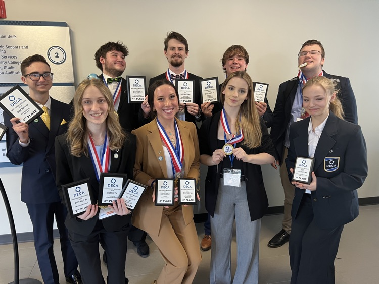 Smithville High School's DECA team comes away with 10 awards yesterday at their district competition and will be sending 9 out students on to the state competition later this Spring! Nice job Warriors!