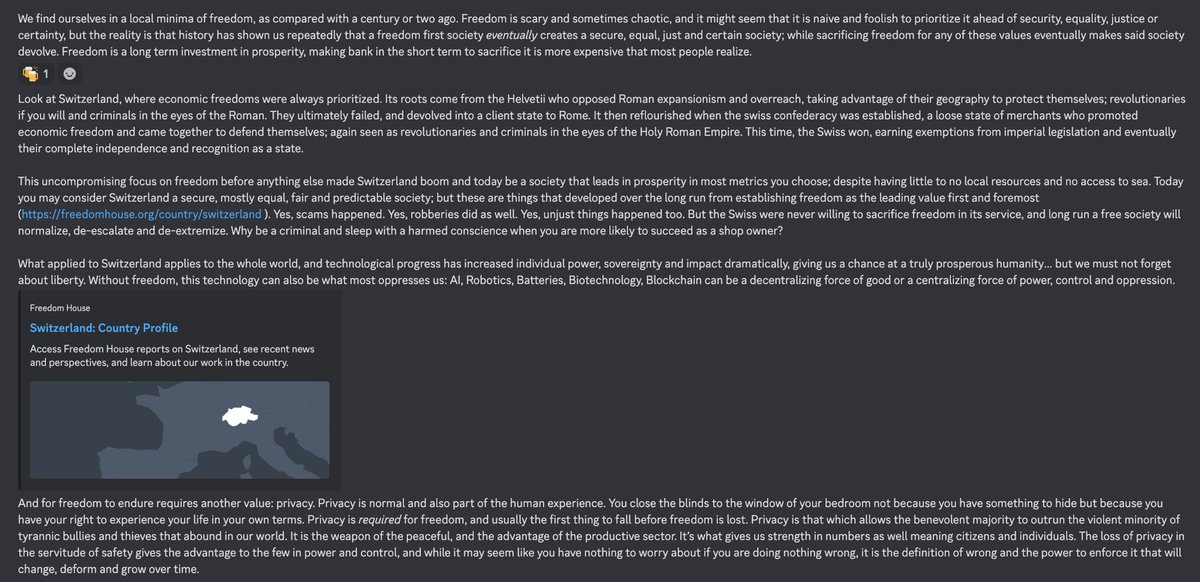 AaluxxMyth's tweet image. I agree with this take. My position in this matter has been stated on Discord (see pictures attached) and it is my last comment on this matter.

Love you tribe &amp;amp; chads ❤️
Hope to either keep building or at least keep advocating for permissionless technology &amp;amp; freedom.