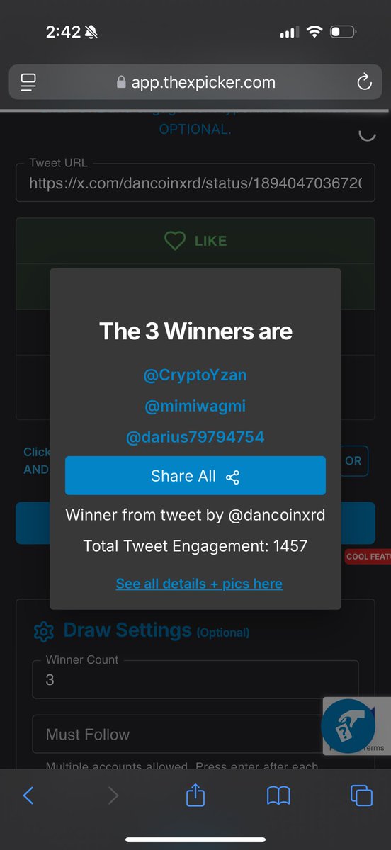 Congratulations to the winners
I have sent out a DM to each of you
@CryptoYzan 
<a href="/mimiwagmi/">mimi ✳️</a> 
<a href="/darius79794754/">taptaparoo</a> 
🎉🎉🎉🎉🎉🎉🎉🎉🎉🎉🎉🎉🎉