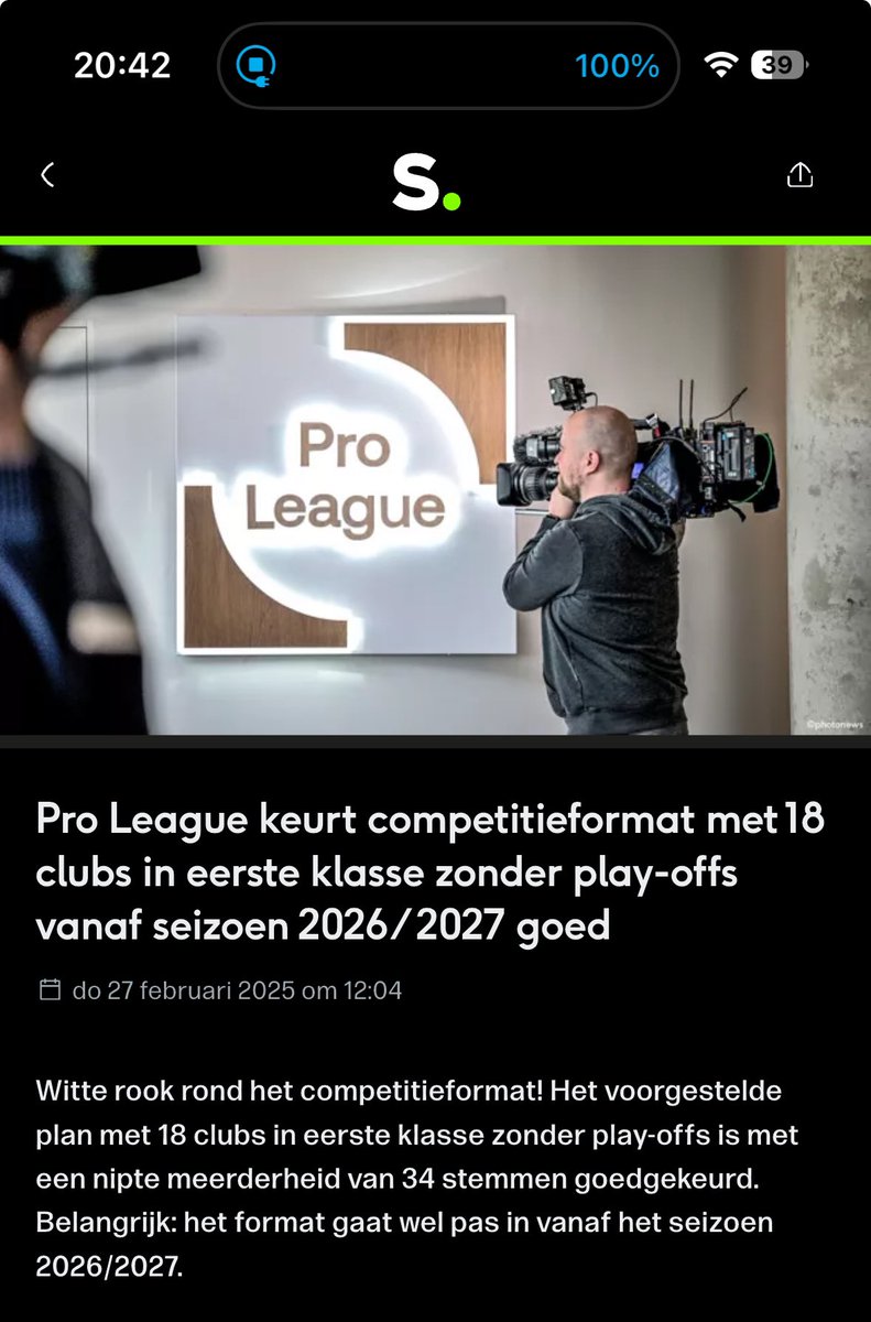 Het is verlies vr Belgische voetbal. De strijd om de top-6 is zoals zo vaak razend spannend. Het stadion van <a href="/stvv/">STVV</a> loopt dit weekend goed vol tegen Kortrijk voor strijd op Play Downs te vermijden. De halvering vd punten moest weg, nu wordt het kind met het badwater weggegooid.