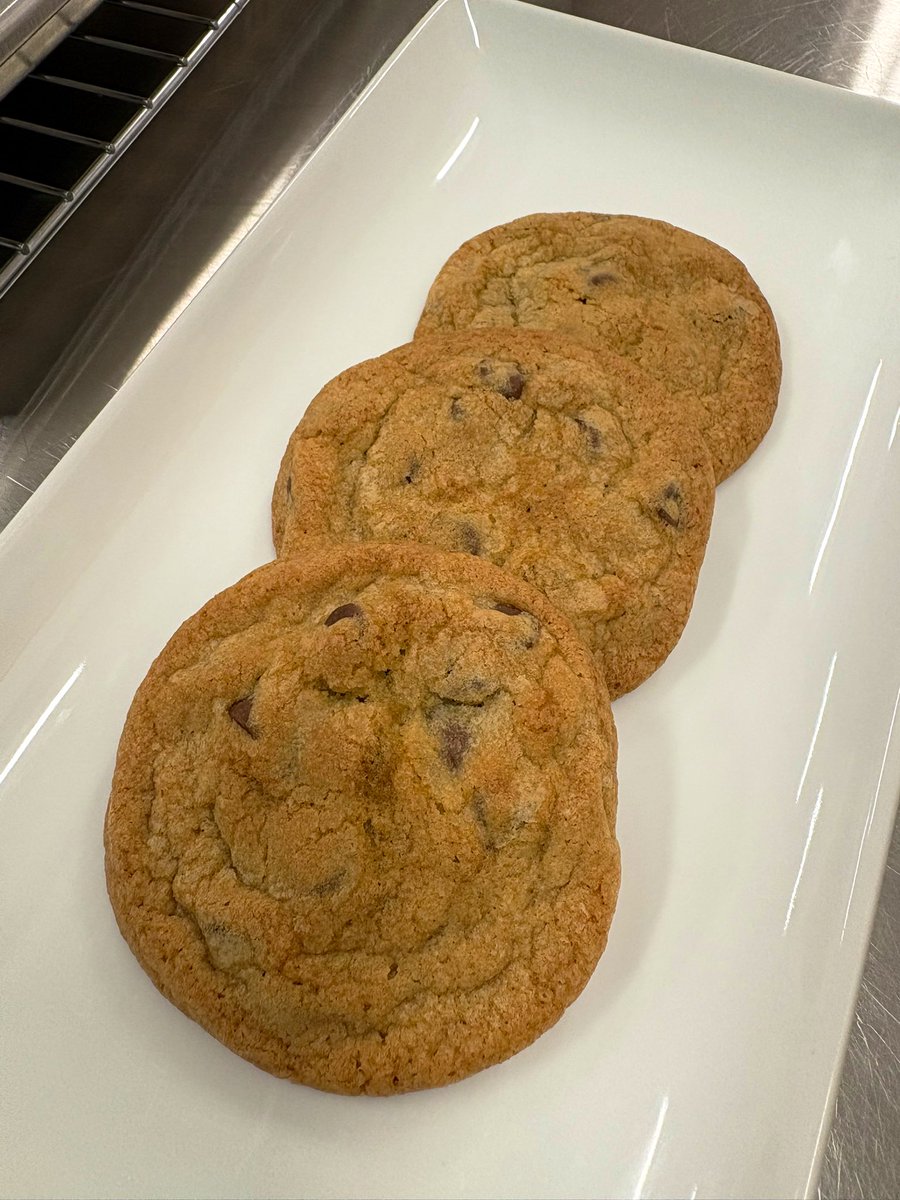 Our first baking lab in Foods I resulted in near-perfect products. Students got to work with new-to-them equipment (hand mixers);  worked on achieving uniform color (rotating pans); &amp; discussed the downfalls of over mixing cookie batter🍪