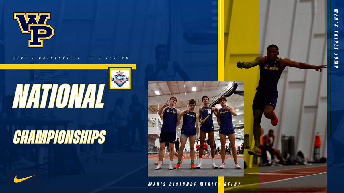 DAY 1️⃣ of the NAIA National Championships kicks off today! 
We start with the Men’s Triple Jump at 4:30pm followed by the Men’s Distance Medley Relay at 5:30pm. GO STATESMEN 🔷🔶