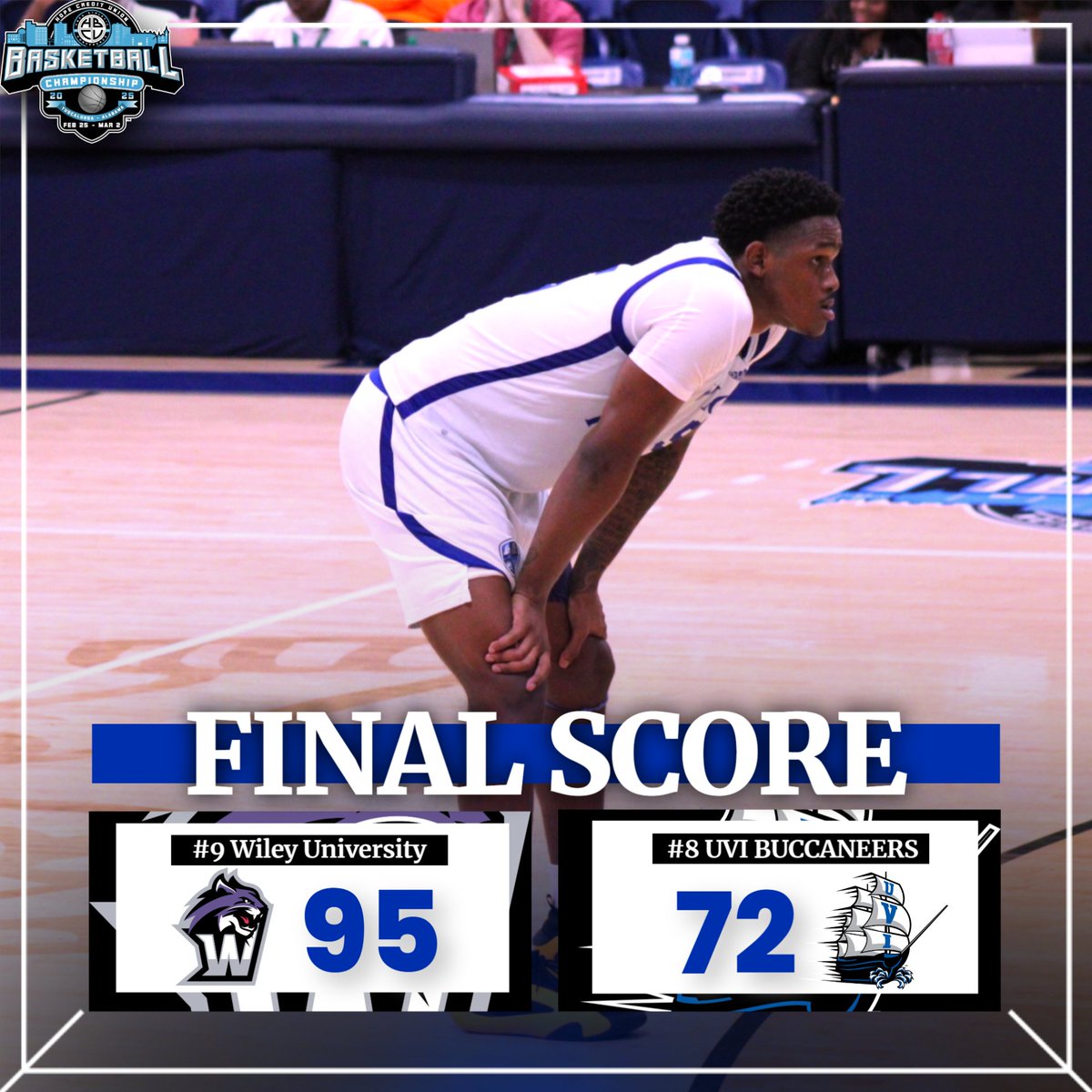 Final Score: Wiley 95, UVI 72 

#SettingTheStandard #BuccUp 
#OneUVI #OneHBCUAC