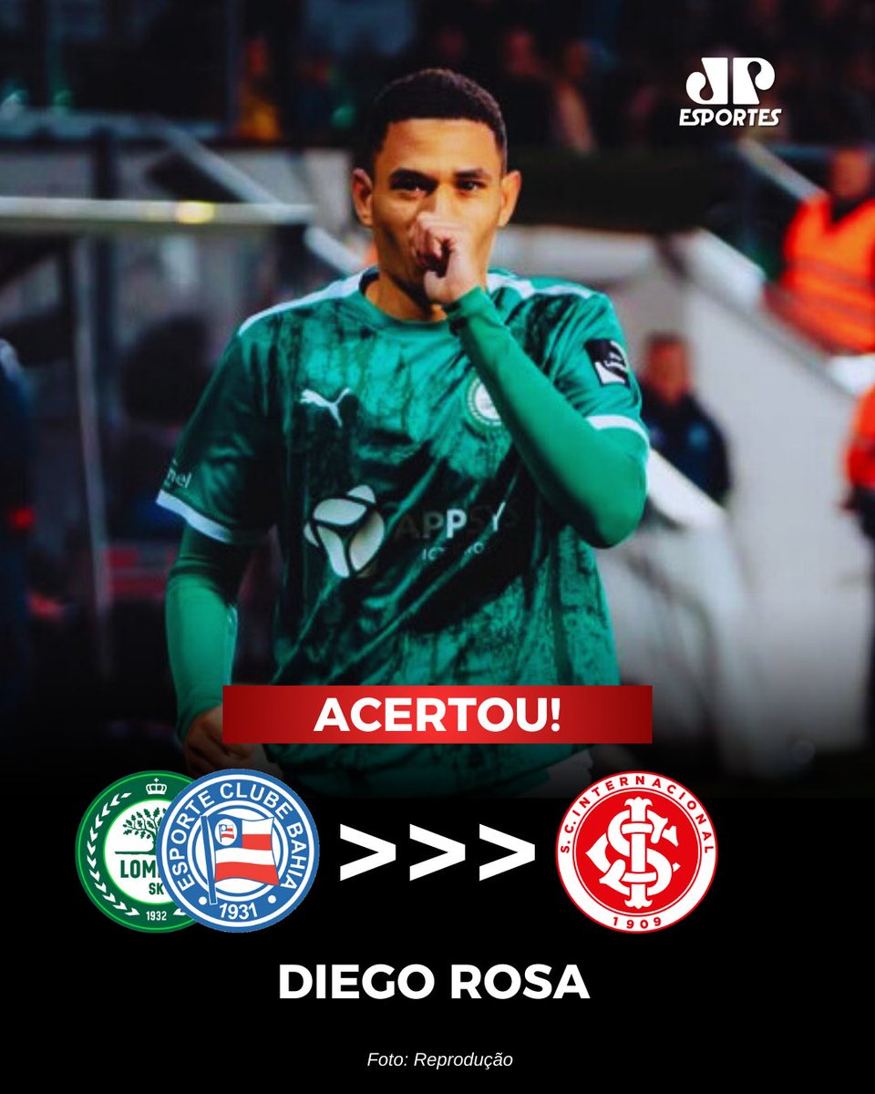JovemPanEsporte's tweet photo. REFORÇO COLORADO!🇦🇹 Ex-Grêmio, Diego Rosa é a nova contratação do Inter para 2025! O volante pertence ao Bahia e estava emprestado ao Lommel, da Bélgica.
#Internacional #DiegoRosa #Bahia https://t.co/q4ZCuZQxf5
