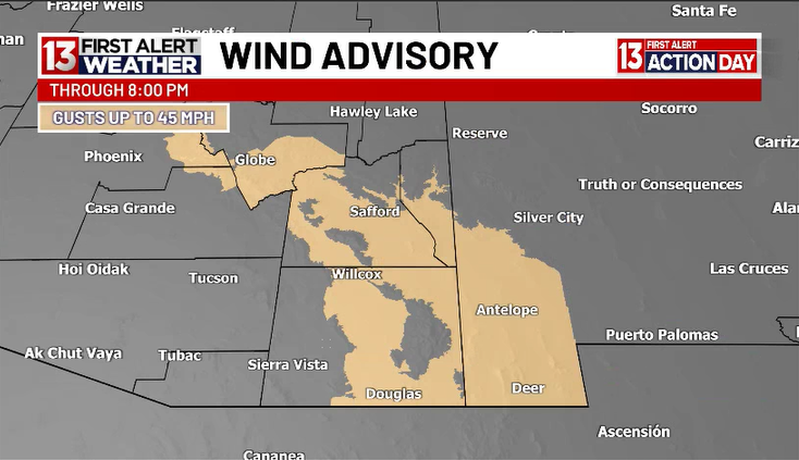cory_kowitz's tweet photo. We've got a blustery day on tap for areas to the northeast generating blowing dust & a First Alert Action Day. The wildfire risk & pollen will also be enhanced as we enter a windy period. π¬οΈ
#firstalertactionday #tucson #azweather #weather #arizona https://t.co/JStbUG4fzF