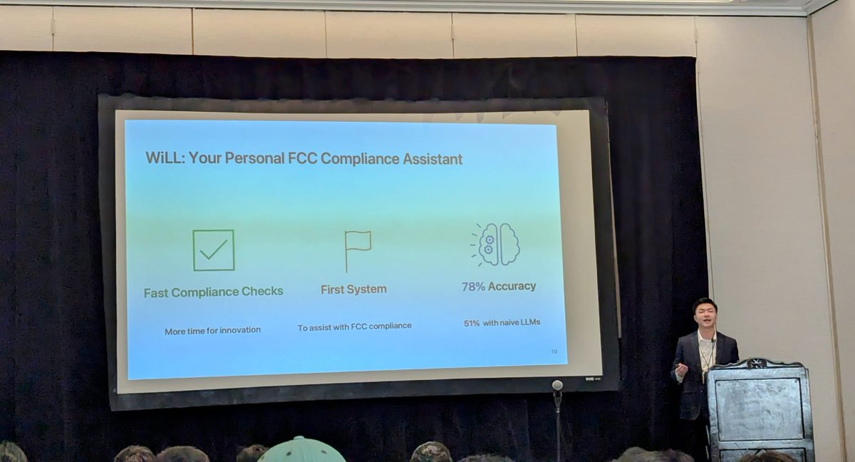 Today, Jason Li presented his exciting work on making FCC experts out of Large Language Models (LLMs) at ACM HotMobile 2025 in Palm Springs. Joint work with Atul Bansal, Veronica Muriga and Lucy Duan. Check out the work here: dl.acm.org/doi/10.1145/37…