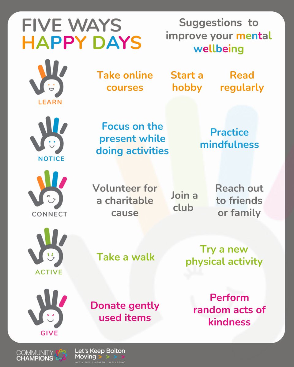 BoltonChampions's tweet photo. Whether it's talking to a friend, practicing mindfulness, or seeking professional support, every step you take is a step towards a healthier mind and a happier you.  #boltoncommunitychampions #MentalHealthMatters #Wellbeing #CommunitySupport https://t.co/fEfWzilL1e