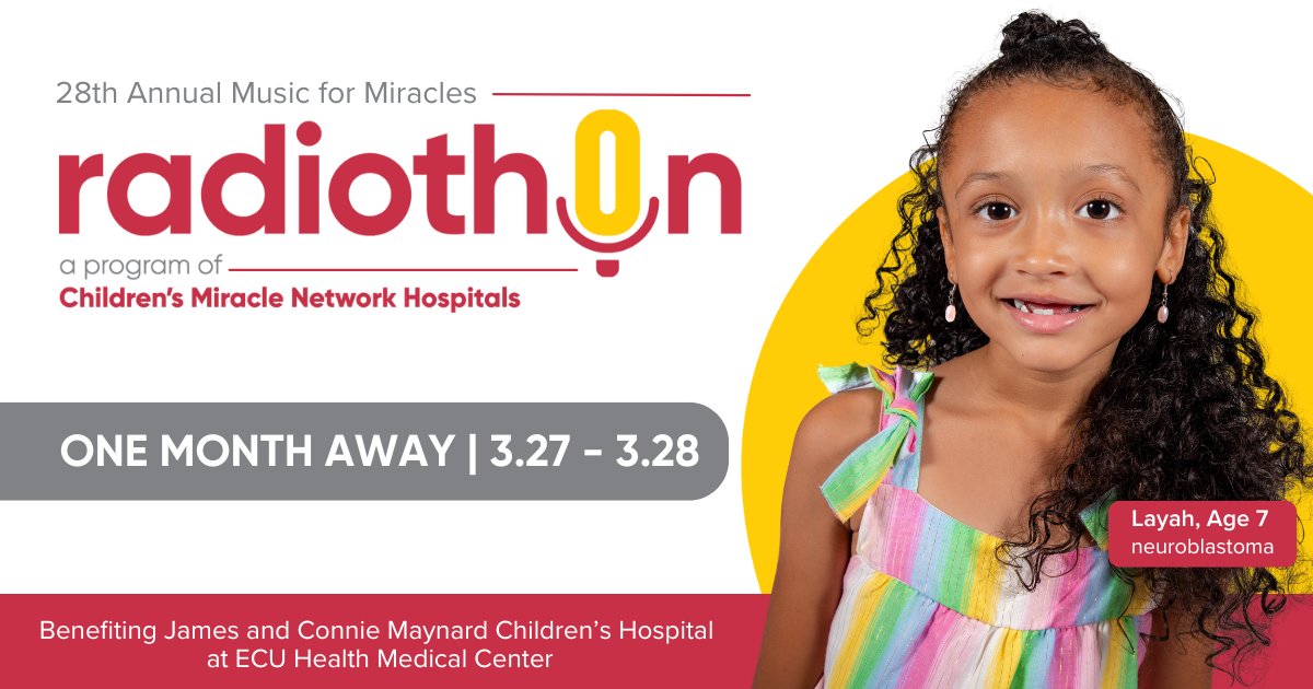 Radiothon is just one month away! Be sure to join us on March 27 &amp; 28 from 6 a.m. to 6 p.m. on <a href="/1079WNCT/">107.9 WNCT</a>. 

Want to start making a difference now? You can donate online at GiveToCMN.com!