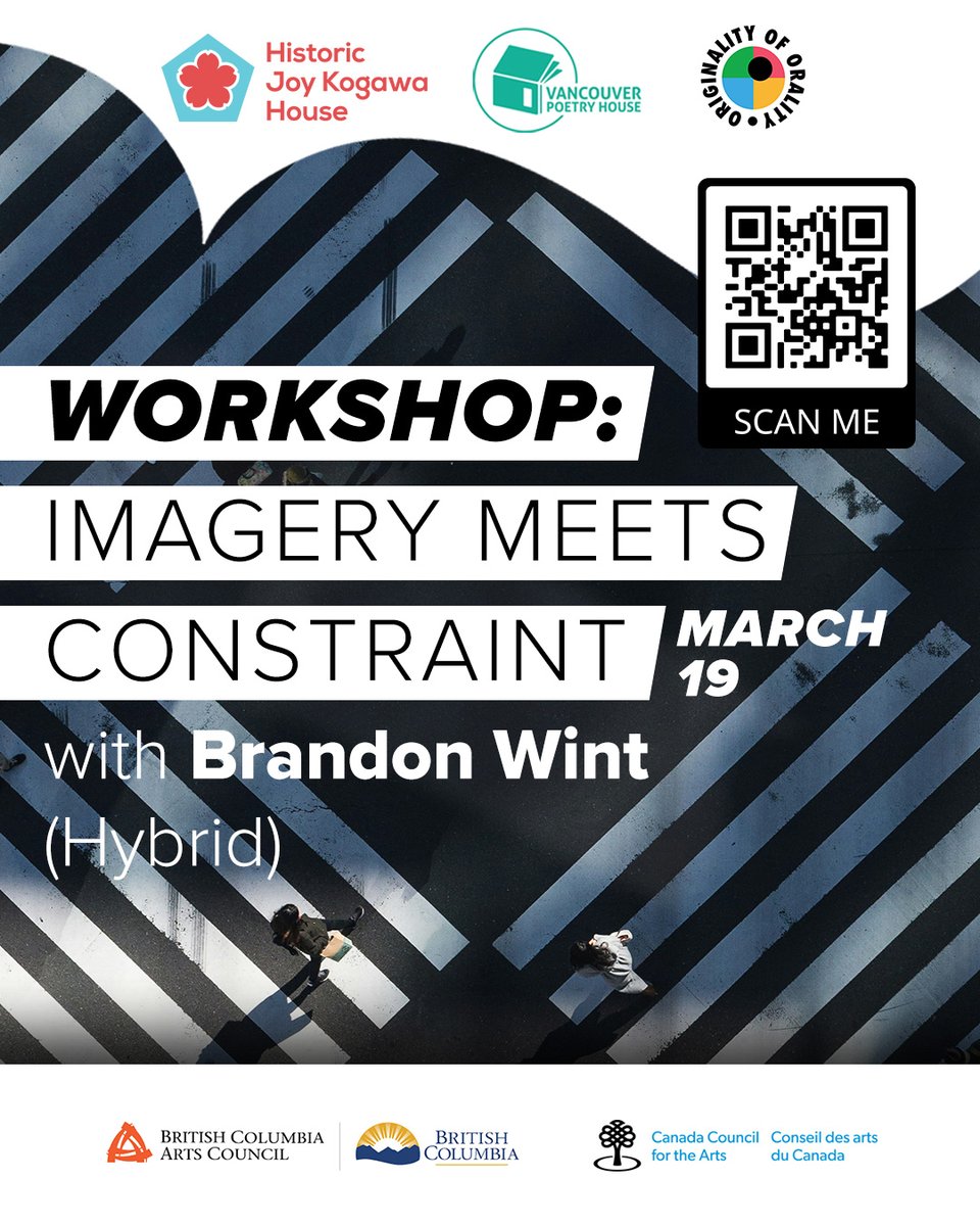 🚀 Workshop | Imagery Meets Constraint

Wed, March 19 | 6–8 PM | Hybrid @ Joy Kogawa House
$15 | Open to the Public

Explore constraint as creativity with <a href="/brandonwintpoet/">Brandon Wint (he/him)</a>: shorturl.at/c3x7C.