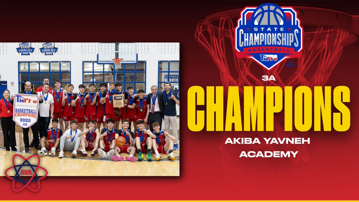 Congratulations to Akiba Yavneh Academy of Dallas, your TAPPS 2025 3A Boys State Champions!!