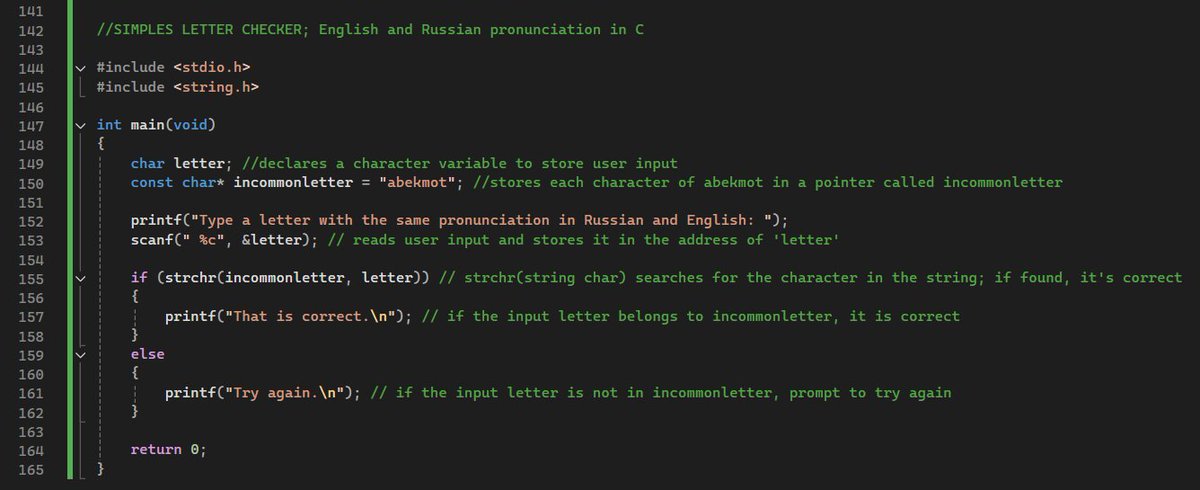 helladataset's tweet image. Very basic mini program in C that I tried today merging my interests in languages; &apos;abekmot&apos; are letters with the same pronunciation both in English and Russian #cprogram