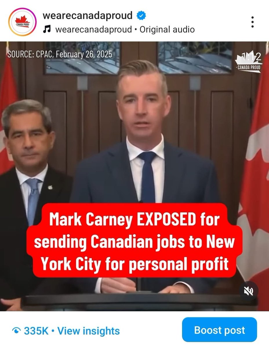 WeAreCanProud's tweet photo. 335,000 views on Instagram
376,000 views on Facebook
128,000 views on X

That's nearly ONE MILLION CANADIANS REACHED in just 24 hours.

Join us to help us expose the real Mark Carney: https://t.co/Dqd7bKQUxB https://t.co/lVfPU6A2E9