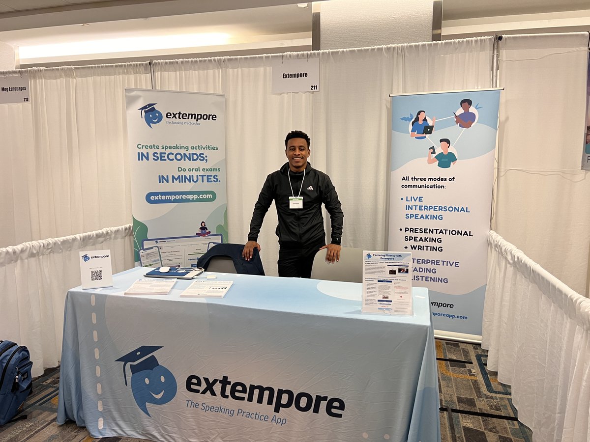 ExtemporeApp's tweet photo. We are all set for #NECTFL 2025! Stop by booth #211 and say hi to Abbai 👋 https://t.co/VTyMoZfu3a