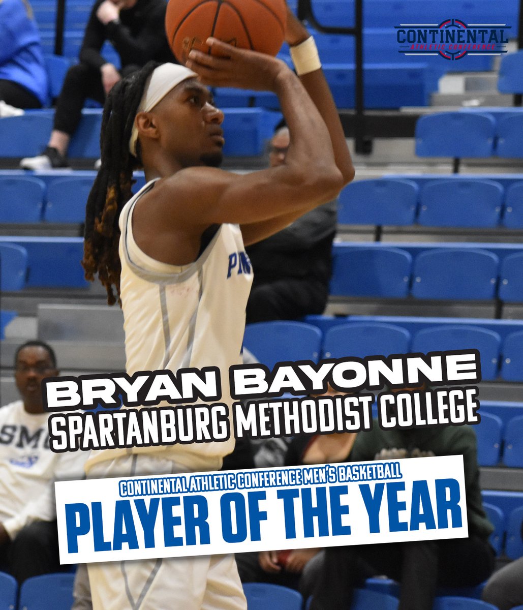 SMC PIONEERS (@gosmcpioneers) on Twitter photo Men's Basketball • Congratulations to <a href="/GOSMCBASKETBALL/">Spartanburg Methodist College - Men’s Basketball</a> senior guard Bryan Bayonne on being named Continental Athletic Conference Men's Basketball Player of the Year. #NAIAHoops #RollNeers Men's Basketball • Congratulations to <a href="/GOSMCBASKETBALL/">Spartanburg Methodist College - Men’s Basketball</a> senior guard Bryan Bayonne on being named Continental Athletic Conference Men's Basketball Player of the Year. #NAIAHoops #RollNeers