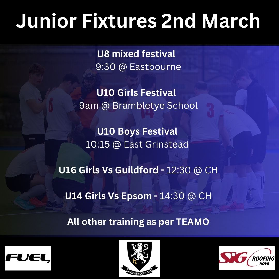 Horsham Hockey Club (@horshamhc) on Twitter photo As always a great set of fixtures to get down and watch this weekend.
We truly appreciate all the supporters that come and watch on the side lines so do please make the time if you can
#weloveyousupporters #upthesham #horshamforthewin As always a great set of fixtures to get down and watch this weekend.
We truly appreciate all the supporters that come and watch on the side lines so do please make the time if you can
#weloveyousupporters #upthesham #horshamforthewin