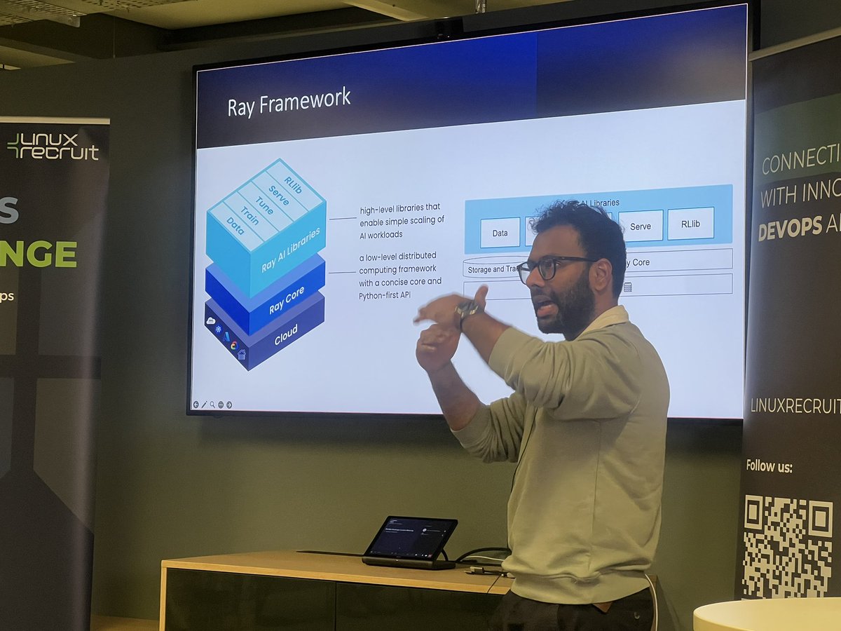 Last, but not least we welcome to the stage (for the 2nd time 🎤) Srivalsan Mannoor from <a href="/amazon/">Amazon</a> as he explores Open Source framework Ray, demonstrating its architecture and cluster components.