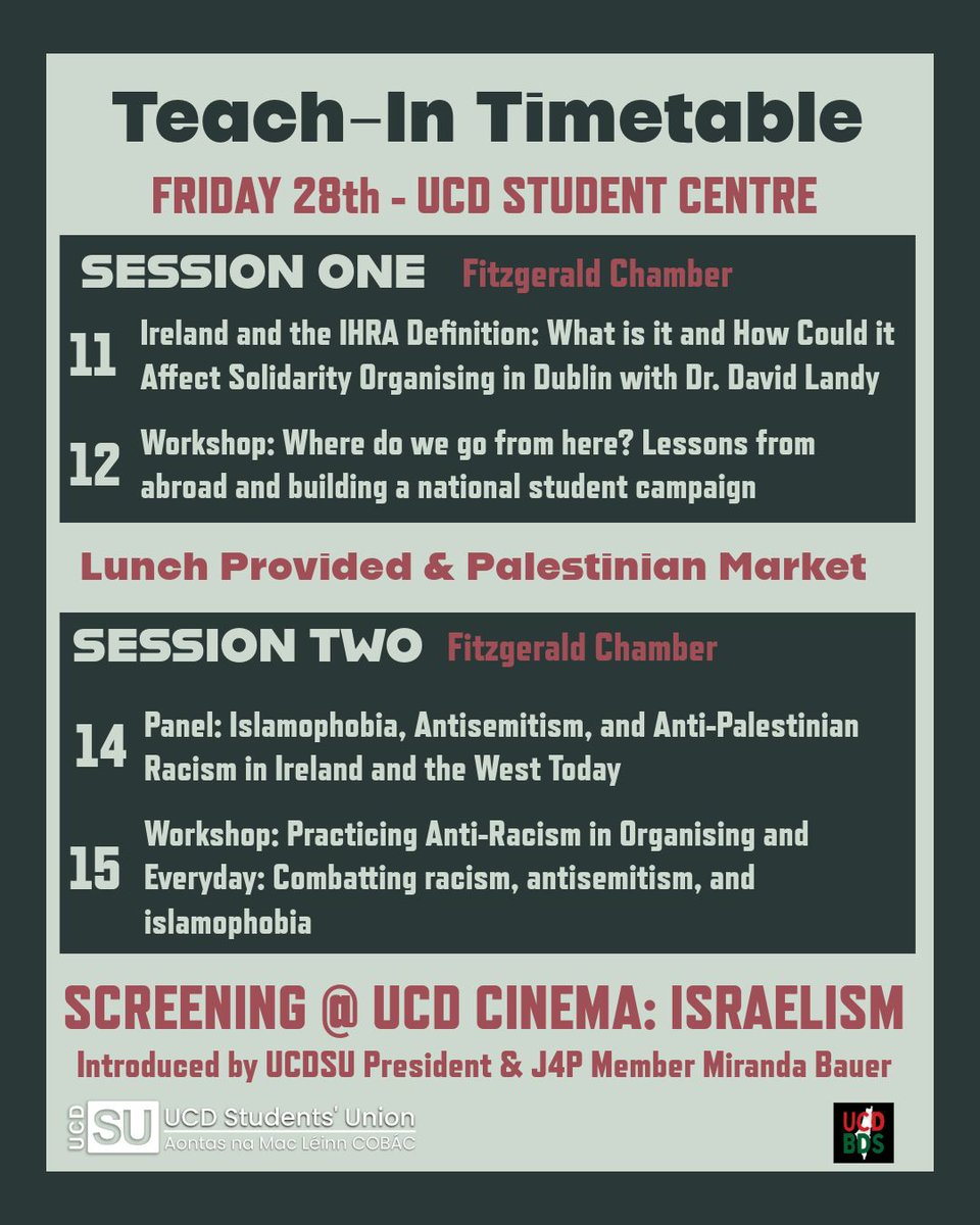For UCD students, several of our members will be helping facilitate these teach-ins tomorrow at the student centre!